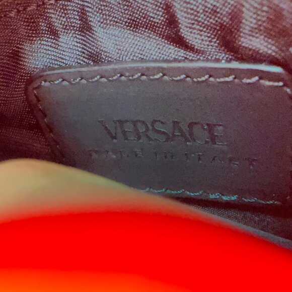 AUTHENTIC MENS WOMENS VERSACE LEATHER GREEK KEY NECK WALLET - Picture 9 of 10